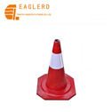Red rubber flexible traffic cone with reflective film 
